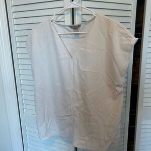 H&M Cream V-Neck Short Sleeve Blouse